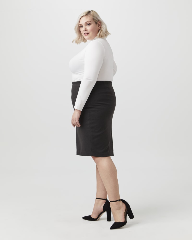 Plus size model with rectangle body shape wearing Claire Pencil Skirt by Philosophy | Dia&Co | dia_product_style_image_id:150529